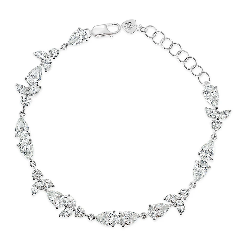 Sterling Silver Cubic Zirconia Teardrop Bracelet 141686