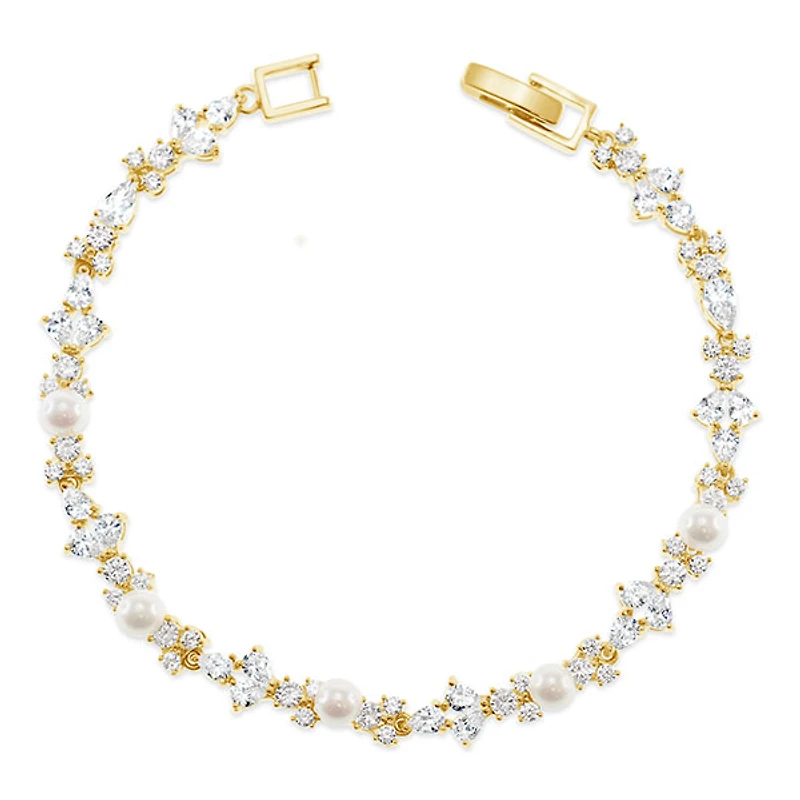 Bridal Gold Pearl Cubic Zirconia Bracelet 145924