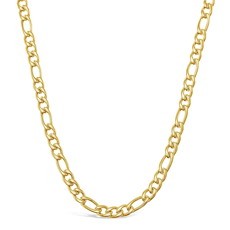 Stainless Steel Figaro 5mm Gold Necklace 142328