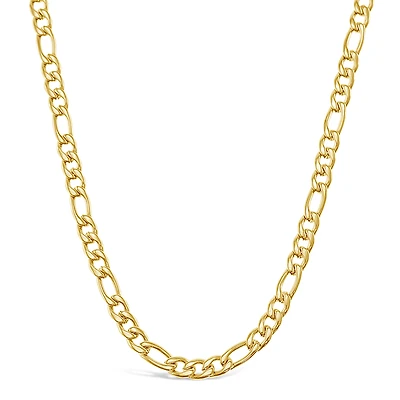 Stainless Steel Figaro 5mm Gold Necklace 142328