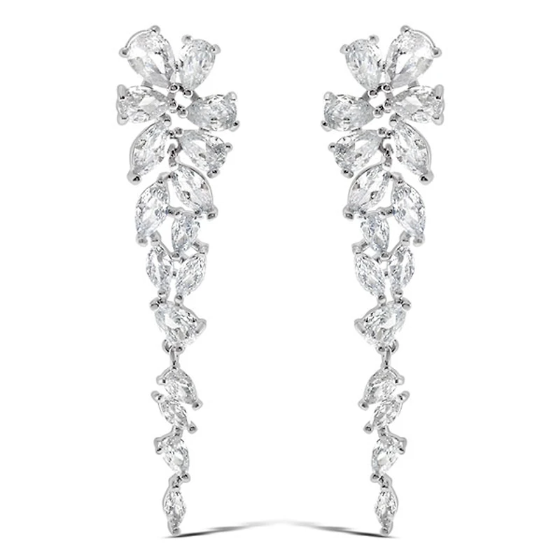 Bridal Silver Cubic Zirconia Drop Earrings 145935