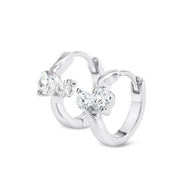 Sterling Silver Cubic Zirconia Huggie Earrings