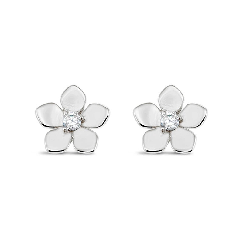 Sterling Silver Cubic Zirconia Flower Earrings 151227