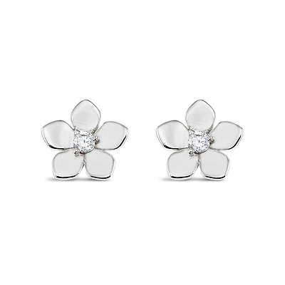 Sterling Silver Cubic Zirconia Flower Earrings 151227