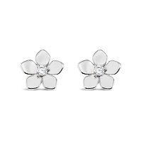 Sterling Silver Cubic Zirconia Flower Earrings 151227