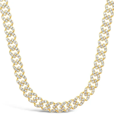 Fashion Cubic Zirconia Cuban Link 18" Inches Necklace