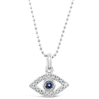 Sterling Silver Cubic Zirconia Evil Eye Necklace 143504
