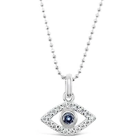 Sterling Silver Cubic Zirconia Evil Eye Necklace 143504
