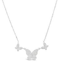 Sterling Silver Cubic Zirconia Butterfly Necklace 150523