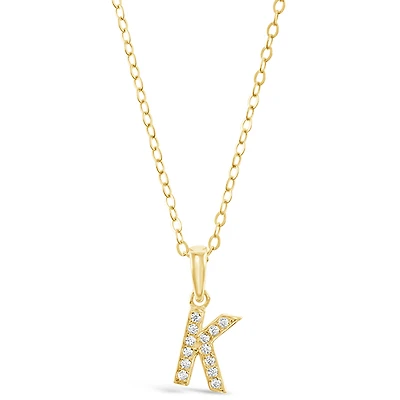 Gold Plated Sterling Silver Cubic Zirconia Initial K Necklace 147942