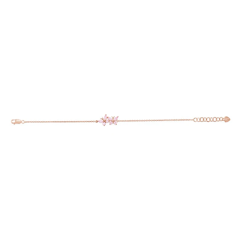 Rosegold Plated Sterling Silver Cubic Zirconia Butterfly Bracelet 146389