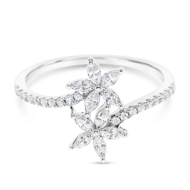 Sterling Silver Flower Cubic Zirconia Ring 153106
