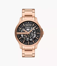 Armani Exchange Automatic Rose Gold-Tone Stainless Steel Watch 153939