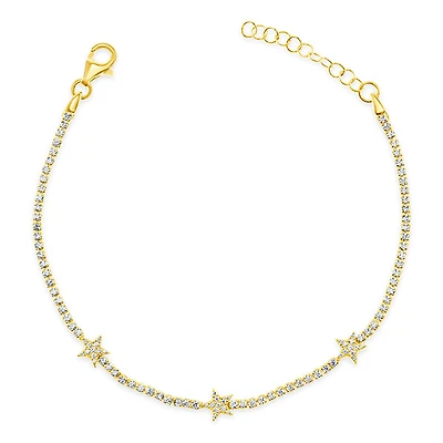 Gold Plated Sterling Silver Cubic Zirconia Star Bracelet 149867
