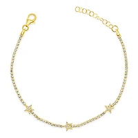 Gold Plated Sterling Silver Cubic Zirconia Star Bracelet 149867