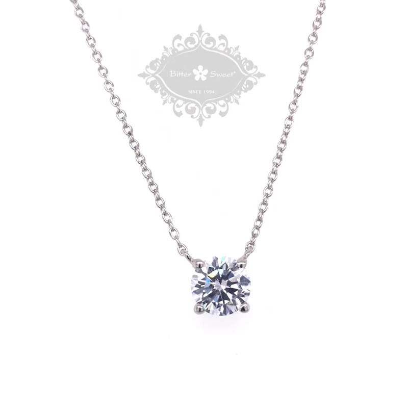 Sterling Silver Cubic Zirconia Round  7mm 8 Heart 8 Arrow Cut Necklace 143474