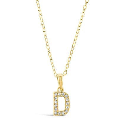 Gold Plated Sterling Silver Cubic Zirconia Initial D Necklace 147937