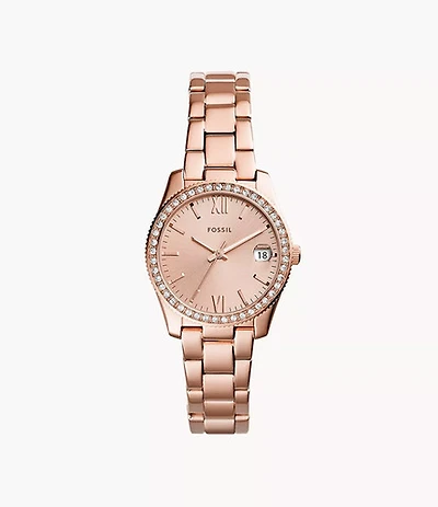 Fossil Scarlette Rose-Gold-Tone Stainless Steel Watch 130990