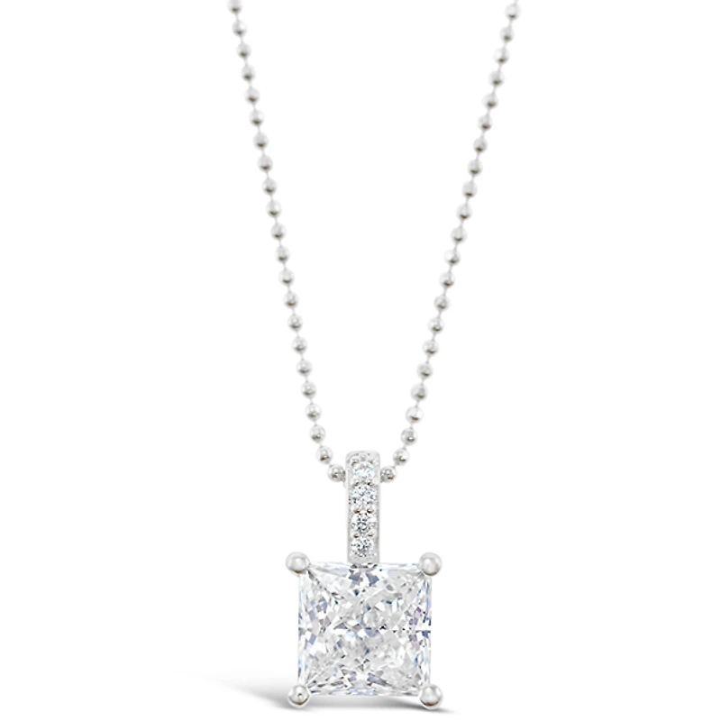 Sterling Silver Square Cubic Zirconia Necklace 147705