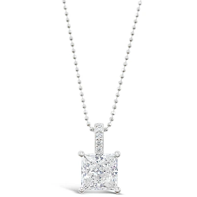 Sterling Silver Square Cubic Zirconia Necklace 147705