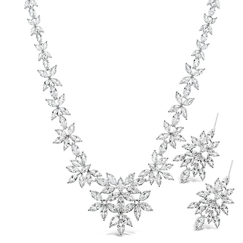 Bridal Silver Cubic Zirconia Necklace & Earrings Set