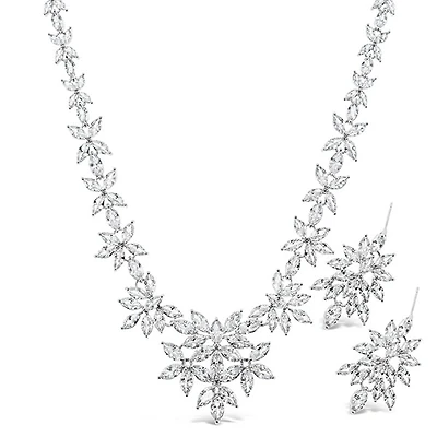 Bridal Silver Cubic Zirconia Necklace & Earrings Set
