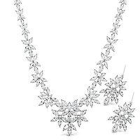 Bridal Silver Cubic Zirconia Necklace & Earrings Set