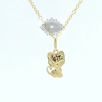 10k Yellow Gold Cubic Zirconia Cat Pendant 153730