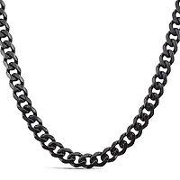 Stainless Steel 7mm Cuban Link Black 18" Chain 146590