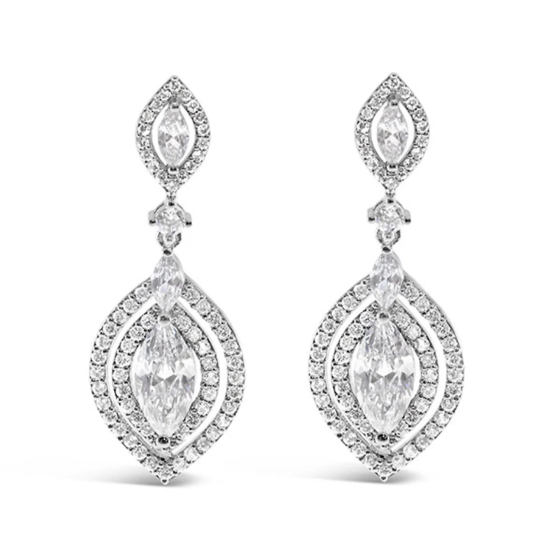 Bridal Silver Cubic Zirconia Drop Earrings 145939