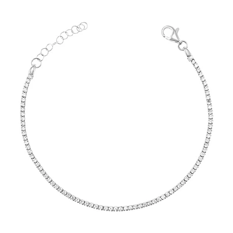Sterling Silver 1mm Cubic Zirconia Tennis Bracelet