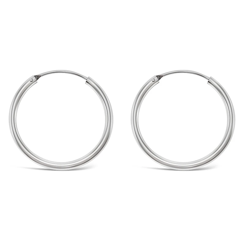 Sterling Silver Plain 25mm Hoops Earrings 141789