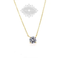 Gold Plated Cubic Zirconia Round  8 Heart 8 Arrow Cut Necklace 143475