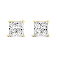 Gold Plated Sterling Silver Cubic Zirconia Princess Cut 9mm Studs 143344