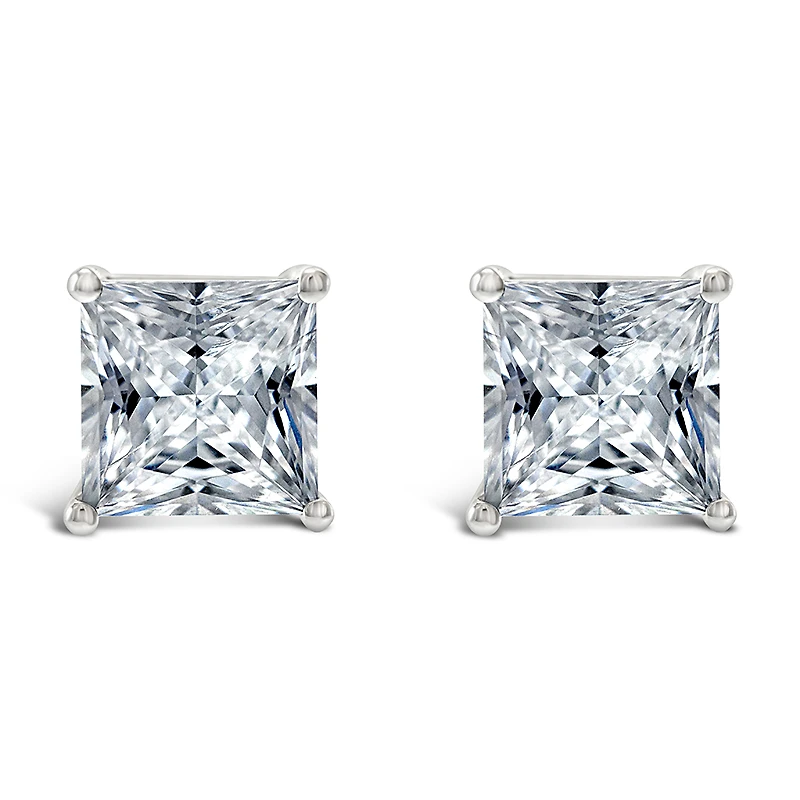 Sterling Silver Cubic Zirconia Princess Cut 9mm Studs 118051