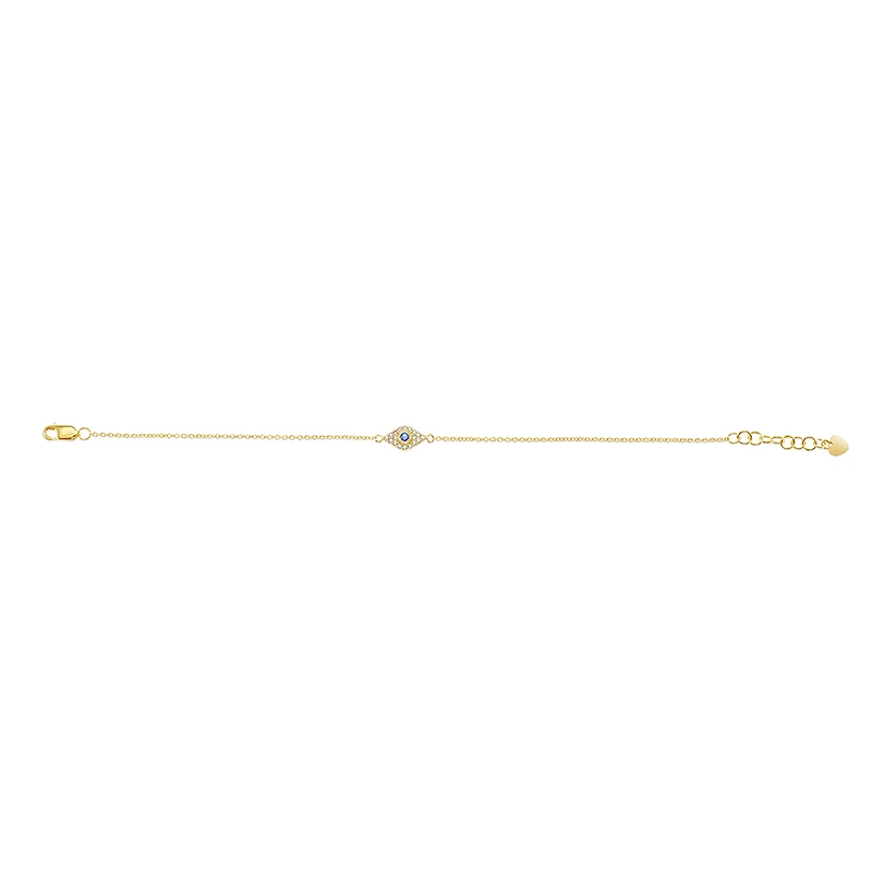 Gold Plated Sterling Silver Cubic Zirconia Evil Eye Bracelet
