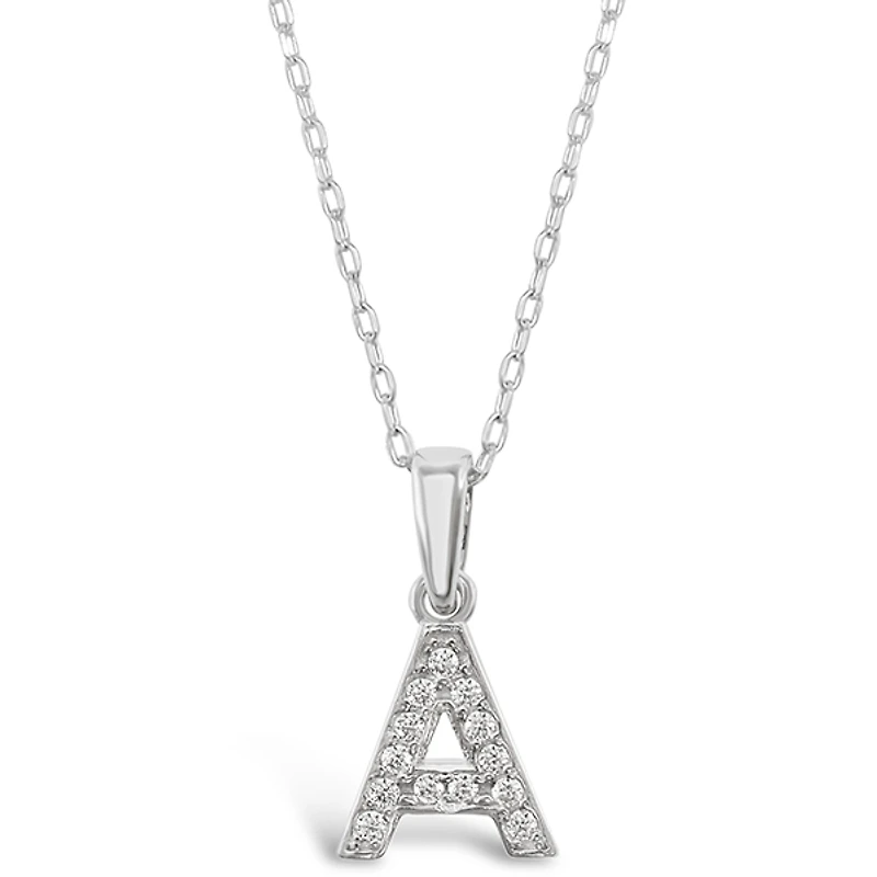 Sterling Silver Cubic Zirconia Initial A Necklace 135917
