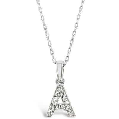 Sterling Silver Cubic Zirconia Initial A Necklace 135917