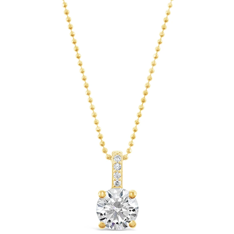 Gold Plated Sterling Silver Round Cubic Zirconia Necklace 147702