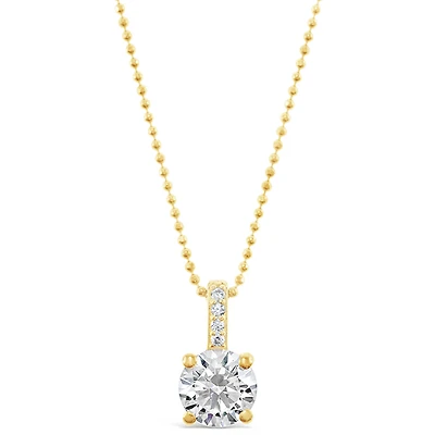 Gold Plated Sterling Silver Round Cubic Zirconia Necklace 147702