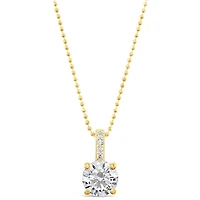 Gold Plated Sterling Silver Round Cubic Zirconia Necklace 147702