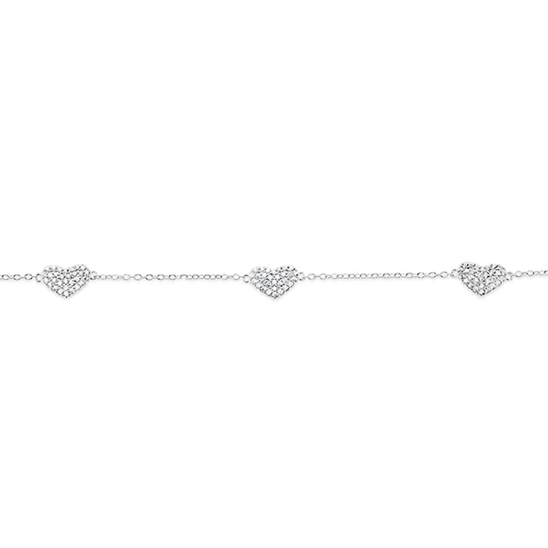Sterling Silver Cubic Zirconia Heart Bracelet 145005