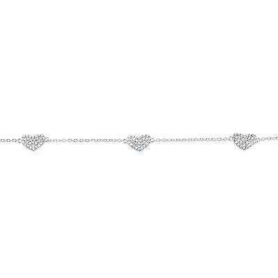 Sterling Silver Cubic Zirconia Heart Bracelet 145005