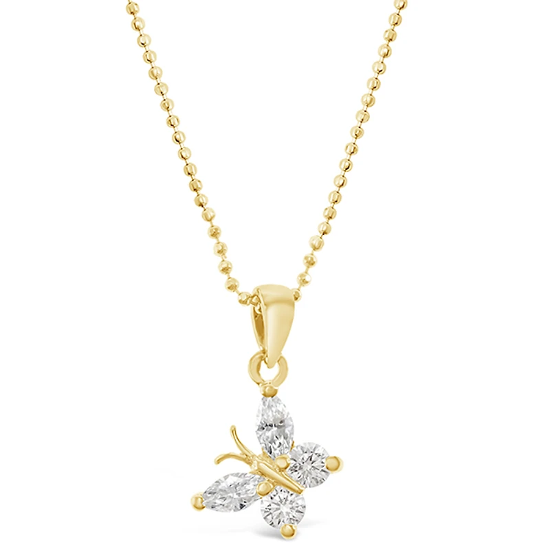 Gold Plated Sterling Silver Cubic Zirconia Butterfly Necklace 143353