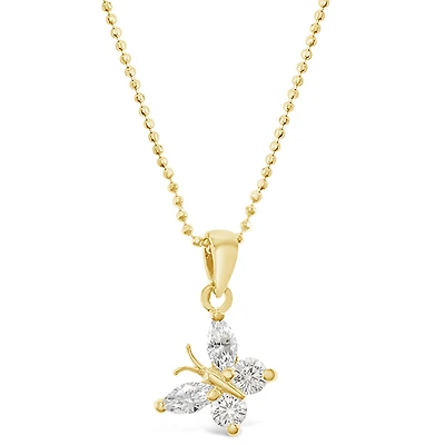 Gold Plated Sterling Silver Cubic Zirconia Butterfly Necklace 143353