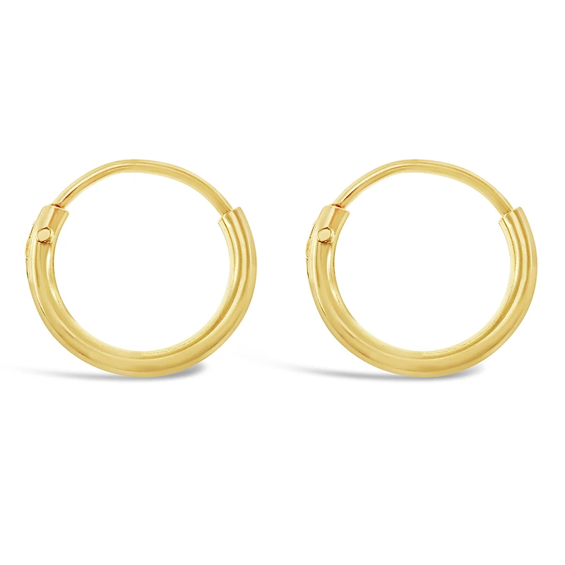 Gold Plated Sterling Silver Plain 10mm Hoops Earrings 133176