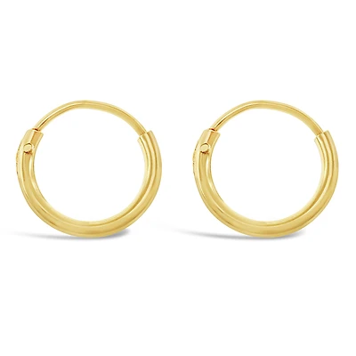 Gold Plated Sterling Silver Plain 10mm Hoops Earrings 133176