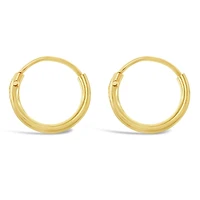 Gold Plated Sterling Silver Plain 10mm Hoops Earrings 133176