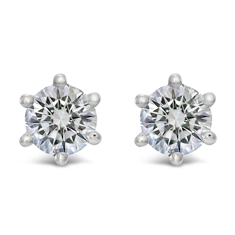 Sterling Silver Cubic Zirconia 8 Hearts 8 Arrows 7mm 6 Claws Studs 122629