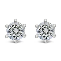 Sterling Silver Cubic Zirconia 8 Hearts 8 Arrows 7mm 6 Claws  Studs 122629